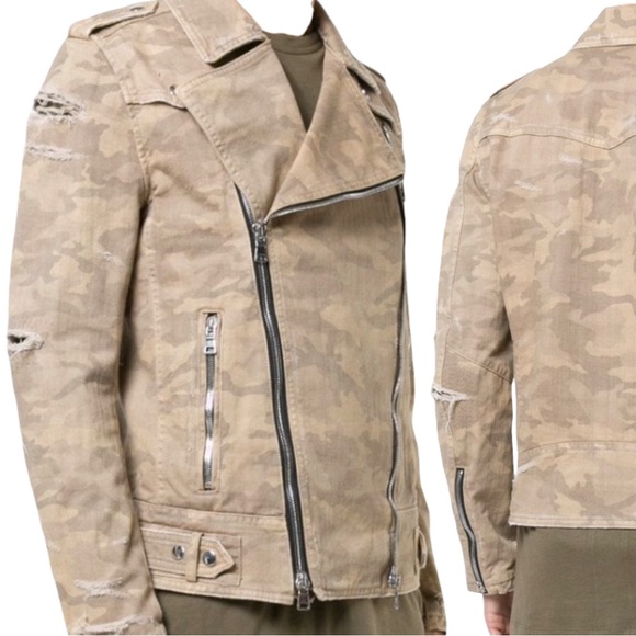 Balmain Other - Balmain Destroyed Camouflage Print Biker Jacket - NEW